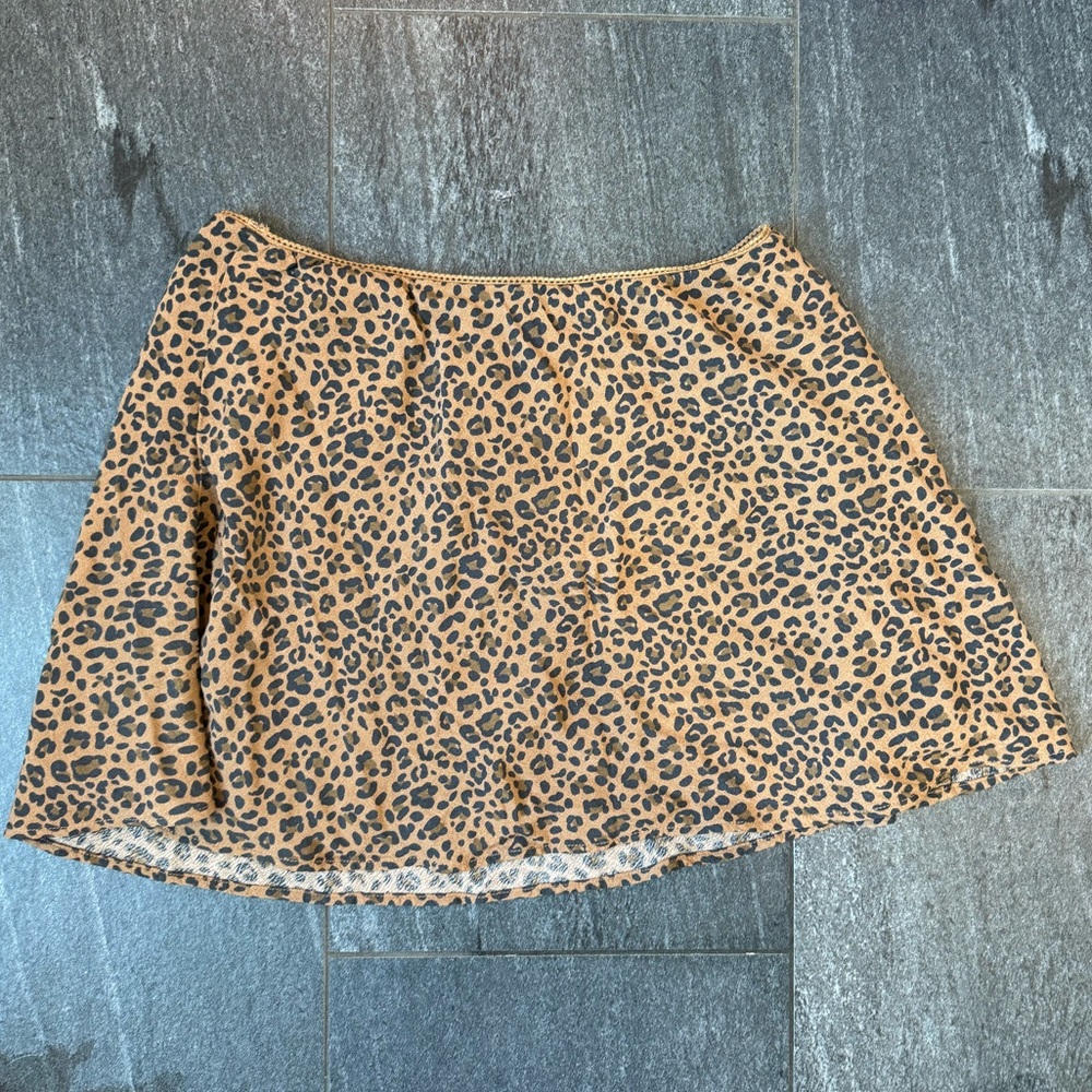 American Eagle Outfitters Leopard Print Mini Slip Skirt, Large